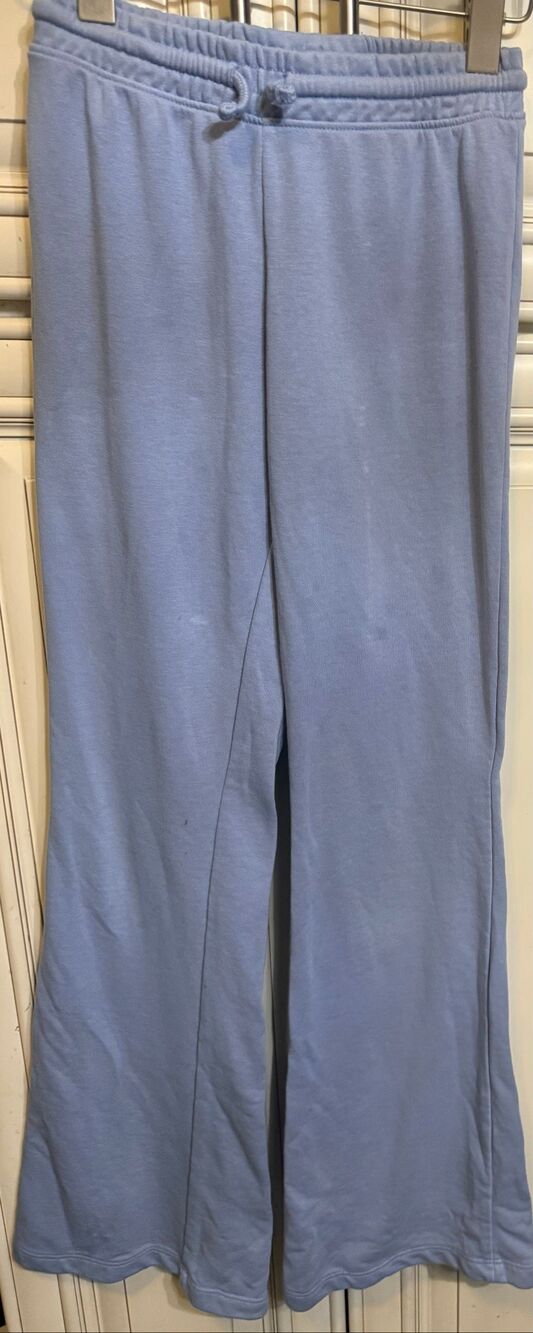 H&M Girls Soft Terry Drawstring Relaxed Wide-Leg Sweatpants Light Blue Size 16